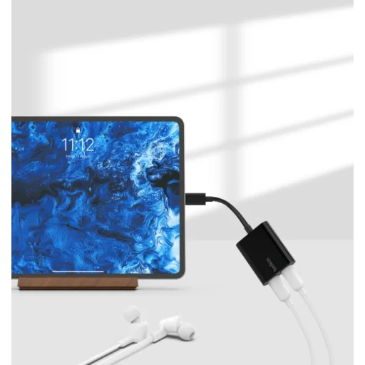 Belkin ROCKSTAR Dual USB-C Audio + Charge Adapter - Black - 3