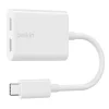 Belkin ROCKSTAR Dual USB-C Audio + Charge Adapter - White thumbnail