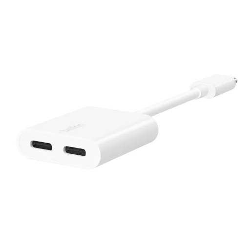 Belkin ROCKSTAR Dual USB-C Audio + Charge Adapter - White - 2