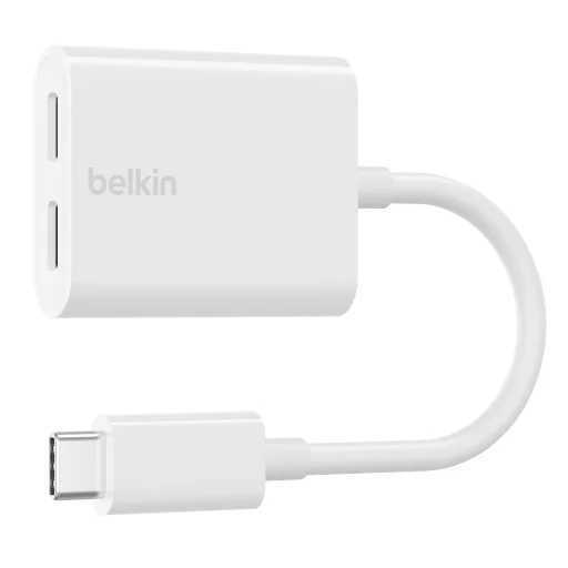 Belkin ROCKSTAR Dual USB-C Audio + Charge Adapter - White - 3