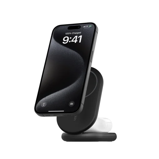 Belkin BOOSTCHARGE Qi2 15w Magnetic 2in1 Stand - fekete töltőállomás - 1