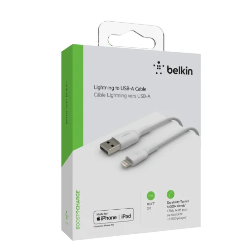 Belkin BOOST CHARGE USB-A to Lightning Cable, PVC - 3M - White - 4