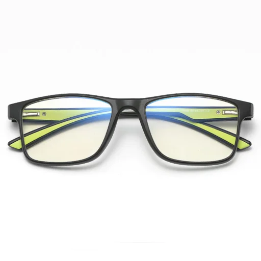Anti-Blue Light Szemüveg Reflex TR90 (F2388) - Téglalap - Homokfekete / Zöld Techsuit - 3