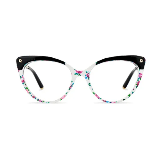 Techsuit Anti-Blue Light Szemüveg Reflex TR90 (F93308) - Macskaszem - Fekete/Virágmintás - 3