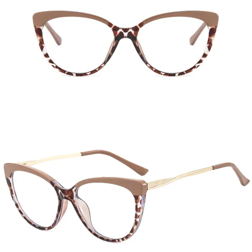 Anti-Blue Light Glasses Techsuit Reflex Metal (F5018-C42) - Cat Eye - Nude Leopard. - 3