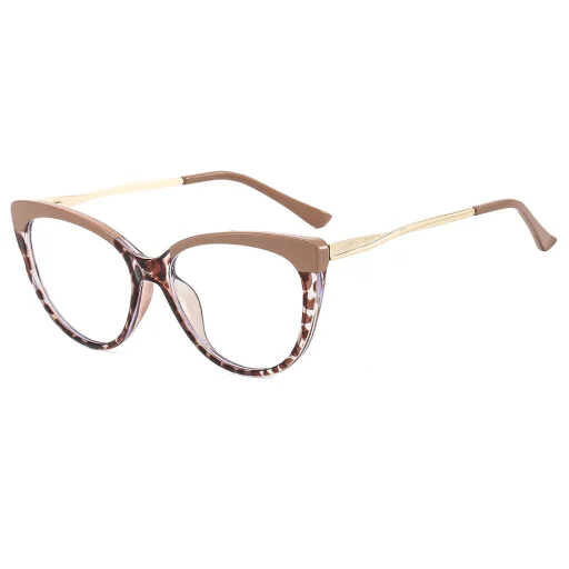 Anti-Blue Light Glasses Techsuit Reflex Metal (F5018-C42) - Cat Eye - Nude Leopard. - 1