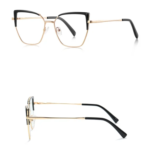 Női Anti-Blue Light Szemüveg Techsuit Reflex PC (3156), Macskaszem, Fém Keret, AC Lencse - Arany/Fekete - 3