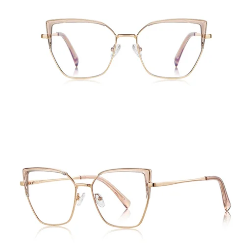 Női Anti-Blue Light Nézőszemüveg Techsuit Reflex PC (3156), Macskaszem, Fémkeretes, AC Lencse - Arany/Rózsaszín - 2