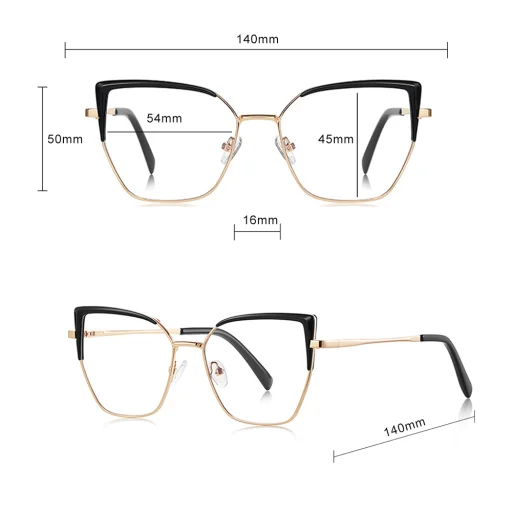 Női Anti-Blue Light Nézőszemüveg Techsuit Reflex PC (3156), Macskaszem, Fémkeretes, AC Lencse - Arany/Rózsaszín - 7