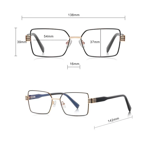 Reflex PC (3160) Női Anti-Blue Light Glasses Techsuit - Téglalap, Fém Keret, AC Lencse - Fekete - 7