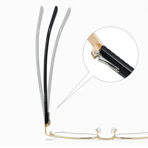 Nőknek Anti-Blue Light Szemüveg Techsuit - Reflex PC (3161) - Fém Keret, AC Lencse - Téglalap, Arany/Fekete - 4