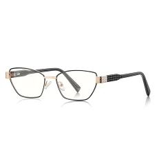 Női Anti-Blue Light Szemüveg Techsuit Reflex PC (3162), Téglalap alakú, Fémkeret, AC Lencse - Fekete