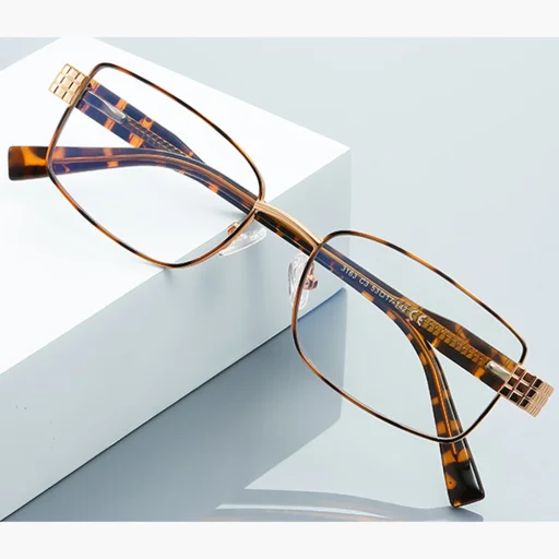 Női Anti-Blue Light Szemüveg Téglalap alakú, Fém Keret, AC Lencse - Arany/Fekete Techsuit Reflex PC (3163) - 5