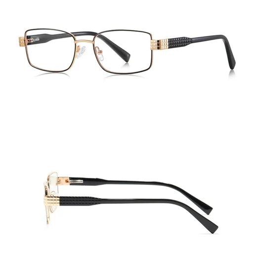 Anti-Blue Light Glasses (Kékfény szűrő szemüveg nőknek) Techsuit Reflex PC (3163) - Téglalap alakú, fémkeretes, AC lencsés - Fekete - 3