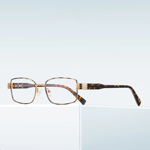 Női Anti-Blue Light Szemüveg Téglalap alakú, Fém Keret, AC Lencse - Arany/Fekete Techsuit Reflex PC (3163) - 4