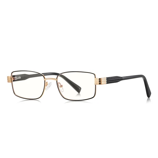 Anti-Blue Light Glasses (Kékfény szűrő szemüveg nőknek) Techsuit Reflex PC (3163) - Téglalap alakú, fémkeretes, AC lencsés - Fekete - 1