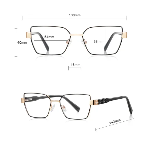 Anti-Blue Light Női Szemüveg Techsuit Reflex PC (3169), Hatszögletű, Fém Keret, AC Lencse - Barna/Leopárd - 7