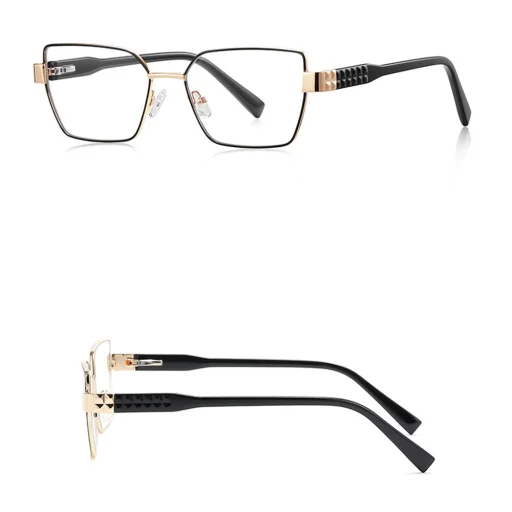 Női Techsuit anti-kékfény szemüveg, hexagonális, fémből készült keret, AC lencse - Fekete (3169) - 3