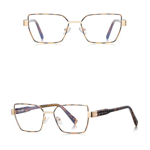 Anti-Blue Light Női Szemüveg Techsuit Reflex PC (3169), Hatszögletű, Fém Keret, AC Lencse - Barna/Leopárd - 2