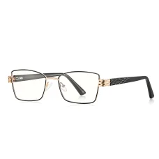 Techsuit Női Anti-Blue Light Szemüveg - Téglalap alakú, fém keret, AC lencse - Fekete (3171)