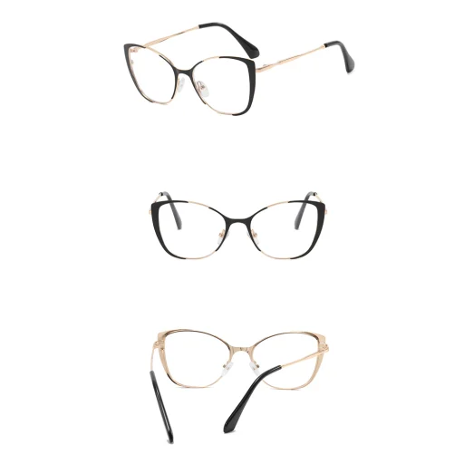 Női Anti-Blue Light Szemüveg Techsuit Reflex PC (8808), fém keret, AC lencse - Fekete, túlméretezett. - 3