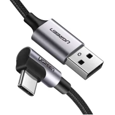 USB-A - USB-C Kábel UGREEN US284 Szögletes, 18W, 3A, 0.5m, Szürke