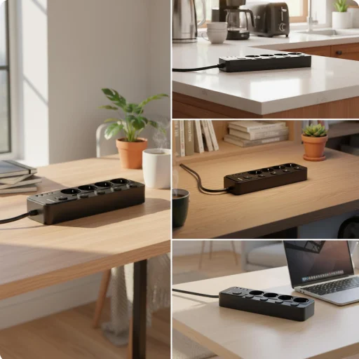 Huslog hálózati elosztó 5 kapcsolóval USB-A, USB-C porttal - 9