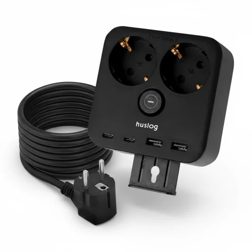 Huslog Power hálózati elosztó telefon tartóval HUS1055 USB-A, USB-C porttal - 1