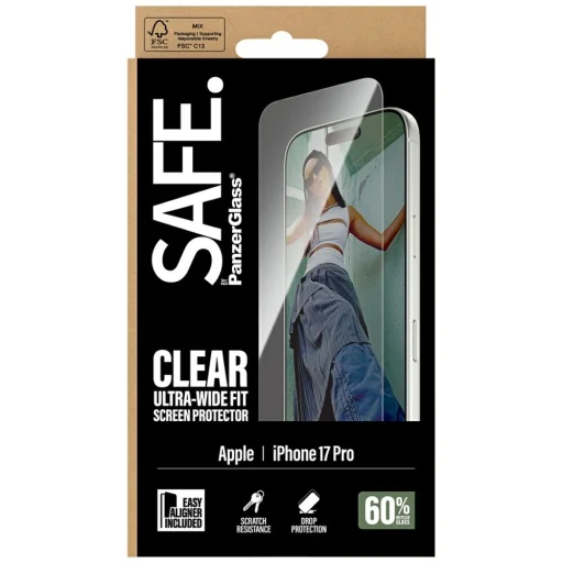 iPhone 17 Pro SAFE edzett üveg PanzerGlass Ultra-Wide Fit EasyAligner üvegfólia - 5