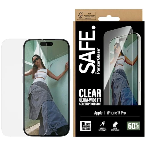 iPhone 17 Pro SAFE edzett üveg PanzerGlass Ultra-Wide Fit EasyAligner üvegfólia - 1