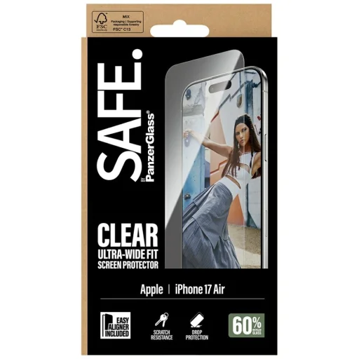 iPhone 17 Air üvegfólia SAFE edzett üveg PanzerGlass Ultra-Wide Fit EasyAligner - 5