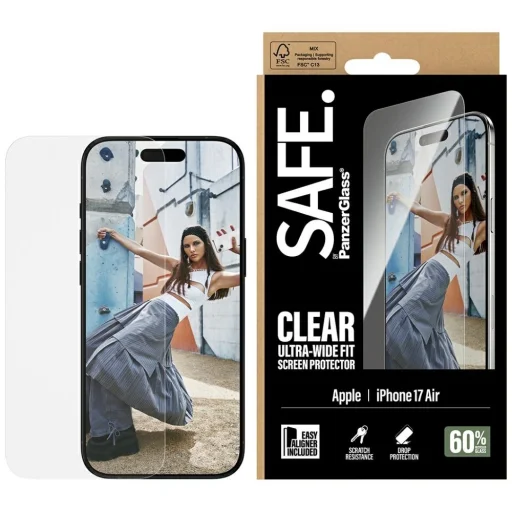 iPhone 17 Air üvegfólia SAFE edzett üveg PanzerGlass Ultra-Wide Fit EasyAligner - 1