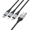 USB-A - Lightning / microUSB / USB-C Töltőkábel Hoco X102 3 az 1-ben, 18W, 2A, 1m, Fekete thumbnail