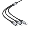 USB-A - Lightning / microUSB / USB-C Töltőkábel Hoco X102 3 az 1-ben, 18W, 2A, 1m, Fekete thumbnail