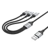 USB-A - Lightning / microUSB / USB-C Töltőkábel Hoco X102 3 az 1-ben, 18W, 2A, 1m, Fekete thumbnail