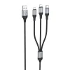 USB-A - Lightning / microUSB / USB-C Töltőkábel Hoco X102 3 az 1-ben, 18W, 2A, 1m, Fekete thumbnail