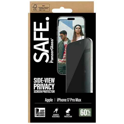 iPhone 17 Pro Max SAFE Privacy üvegfólia by PanzerGlass Ultra-Wide Fit EasyAligner - 6