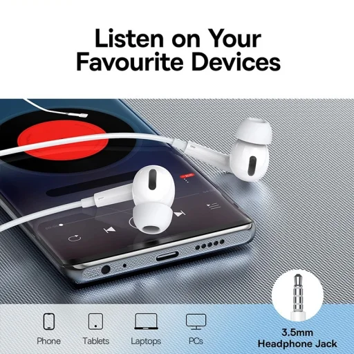 Handsfree 3.5mm Baseus Encok H18, Fehér - 3