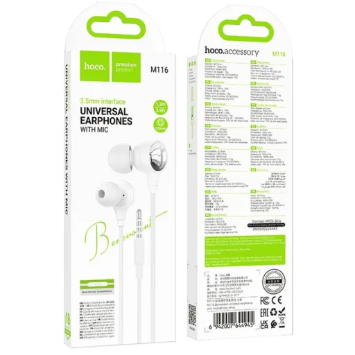 Handsfree 3.5mm Hoco M116, Fehér - 5