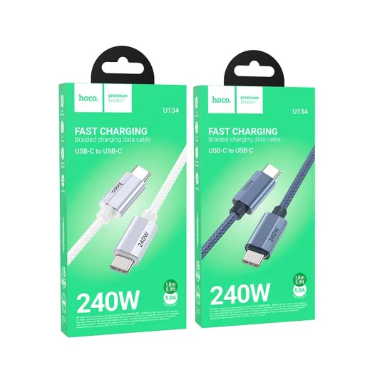 USB-C to USB-C kábel Hoco U134, 240W, 1.8m, Szürke - 7