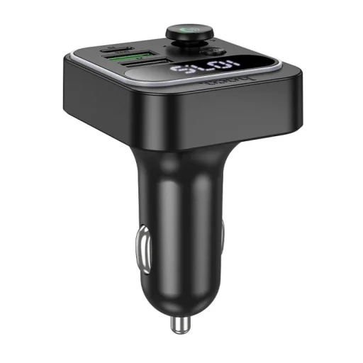 Bluetooth FM Transmitter és Autós Töltő Hoco E85, 2 x USB-A - 1 x USB-C, Fekete - 4