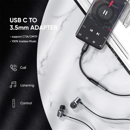 USB-C – 3,5 mm audioadapter UGREEN AV142, fekete - 2