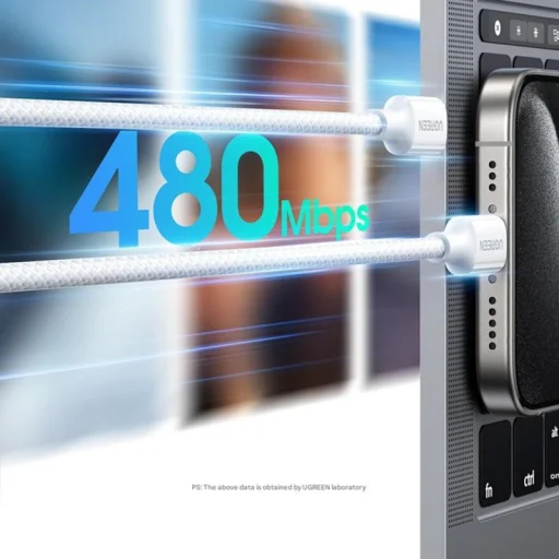 UGREEN L501 Type-C USB kábel, 60W, 3A, 2m, Szürke - 3