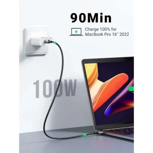 USB-C - USB-C kábel UGREEN L502, 100W, 5A, 1m, Szürke - 5