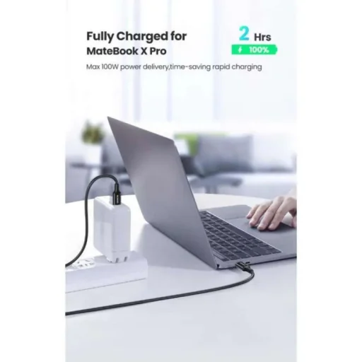 USB-C - USB-C kábel UGREEN L502, 100W, 5A, 1m, Szürke - 4
