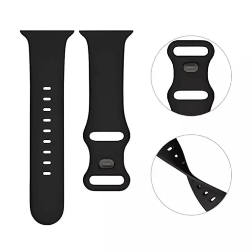  Techsuit - Óraszíj (W031) - Apple Watch 1/2/3/4/5/6/7/8/9/10/SE/SE 2 (38/40/41/42mm) - Fekete - 2