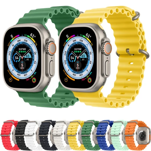 Apple Watch szíj - Techsuit (W038) - 1/2/3/4/5/6/7/8/9/10/SE/SE 2/Ultra/Ultra 2 (42/44/45/46/49mm) - Katonai zöld. - 5
