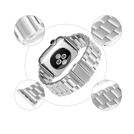 Apple Watch 1/2/3/4/5/6/7/8/9/10/SE/SE 2 (38/40/41/42mm) Techsuit - Ezüst Watchband (W036) - 4