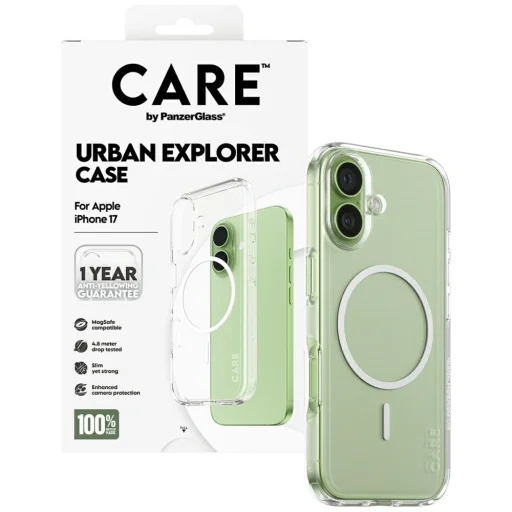 CARE by PanzerGlass Flagship Urban Explorer tok fehér MagSafe-fel iPhone 17-re - Átlátszó tok - 4