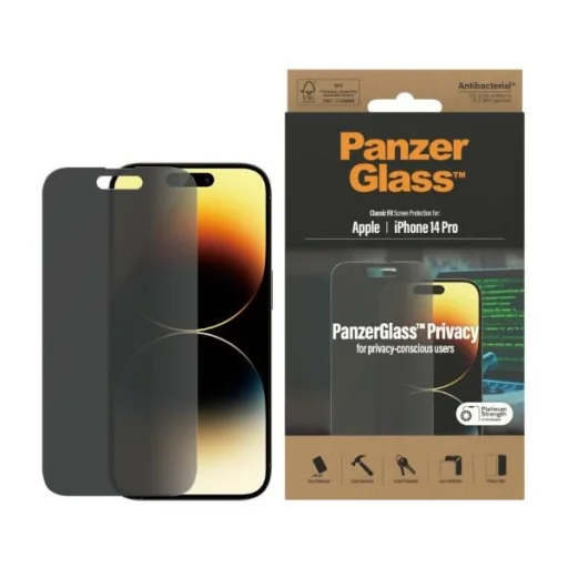 iPhone 14 Pro PanzerGlass Classic Fit Privacy üvegfólia, - 1
